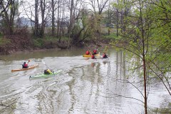 Canoes and kayaks on a river