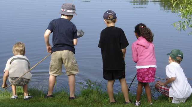 Children Exploring the Pond Children Exploring the Pond