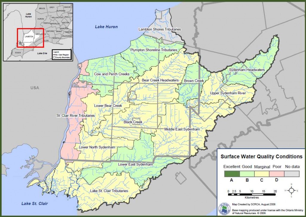 Report Card Summary Map featuring Water Quality Conditions by Subwatershed