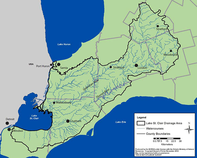 Lake St Clair Map Lake St. Clair Canadian Watershed Management Plan – St. Clair Region  Conservation Authority