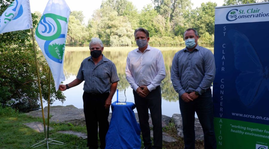 Duncan Skinner (left) stands next to Steven Jelich (centre) and Mark Ramsay (right) of Enbridge Gas