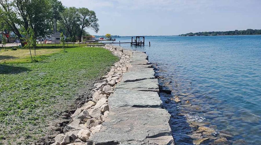 Armour stone revetment along the St. Clair RIver